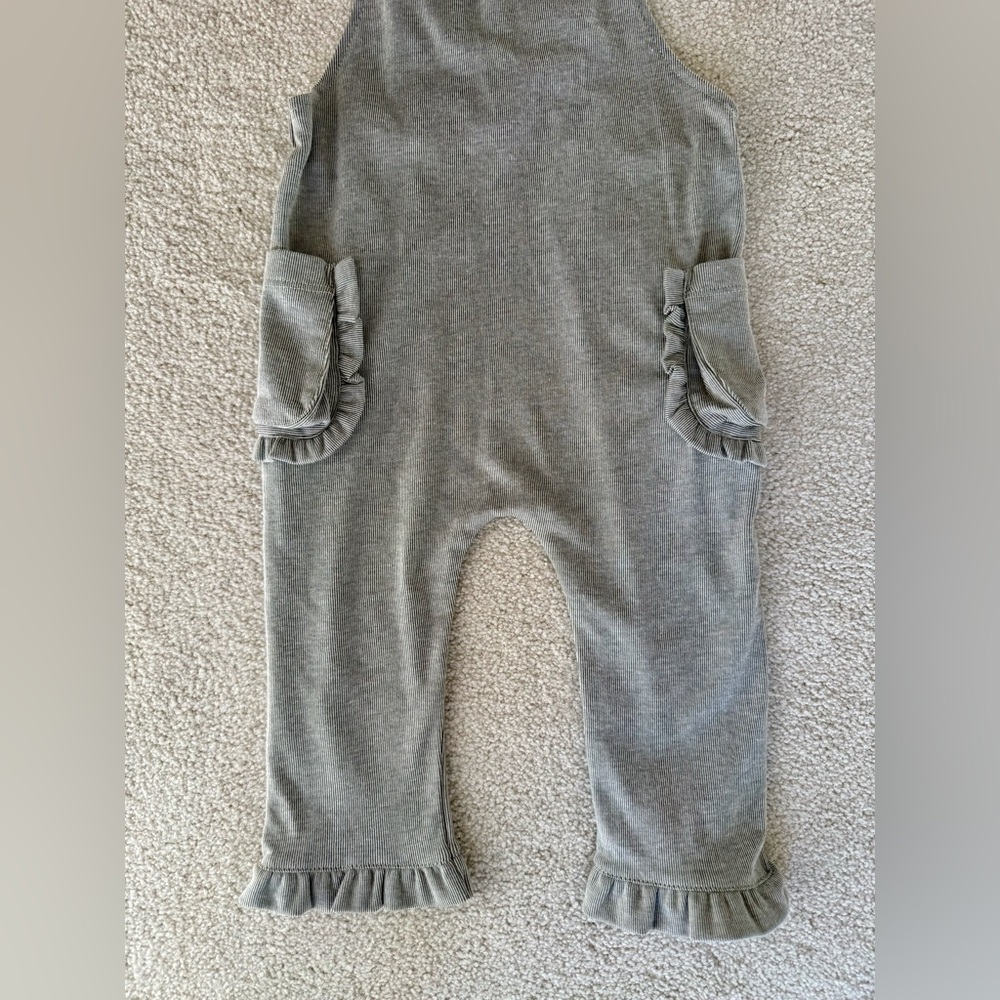 Milkbarn Gray Ruffled Overalls - Picture 2 of 5